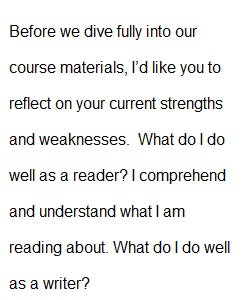 Week 1: Reading and Writing: My Strengths and Weaknesses